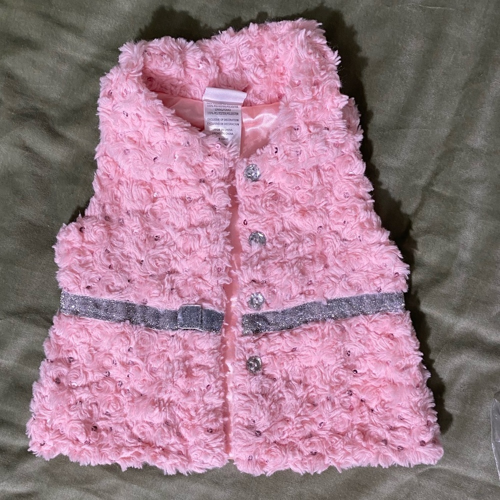 Nannette Kids girls vest satin lined button closure Sz 2T